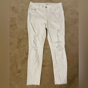 Distressed White Denim Jeans